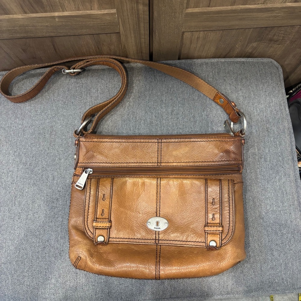 Fossil Brown Leather Crossbody Bag